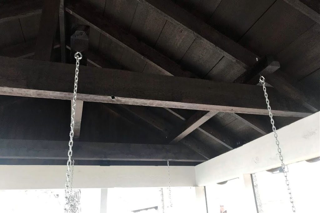 hang outdoor bed - beams and eyebolts for hanging 