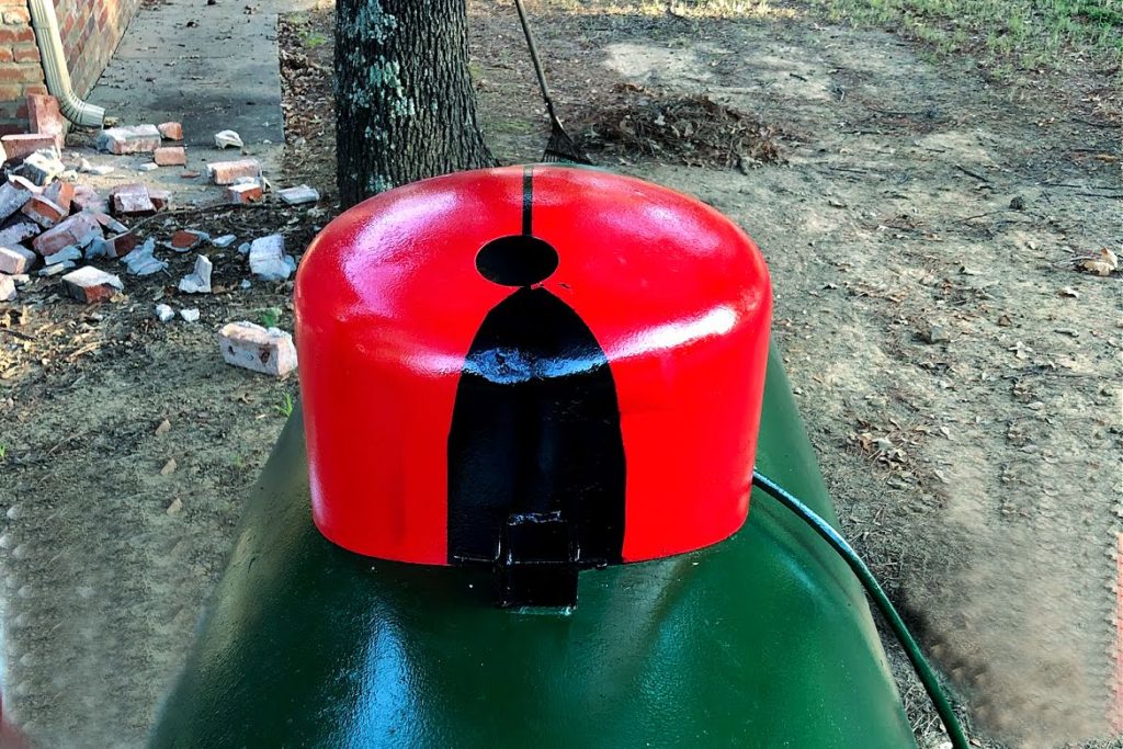 how to paint a propane tank - front of ladybug