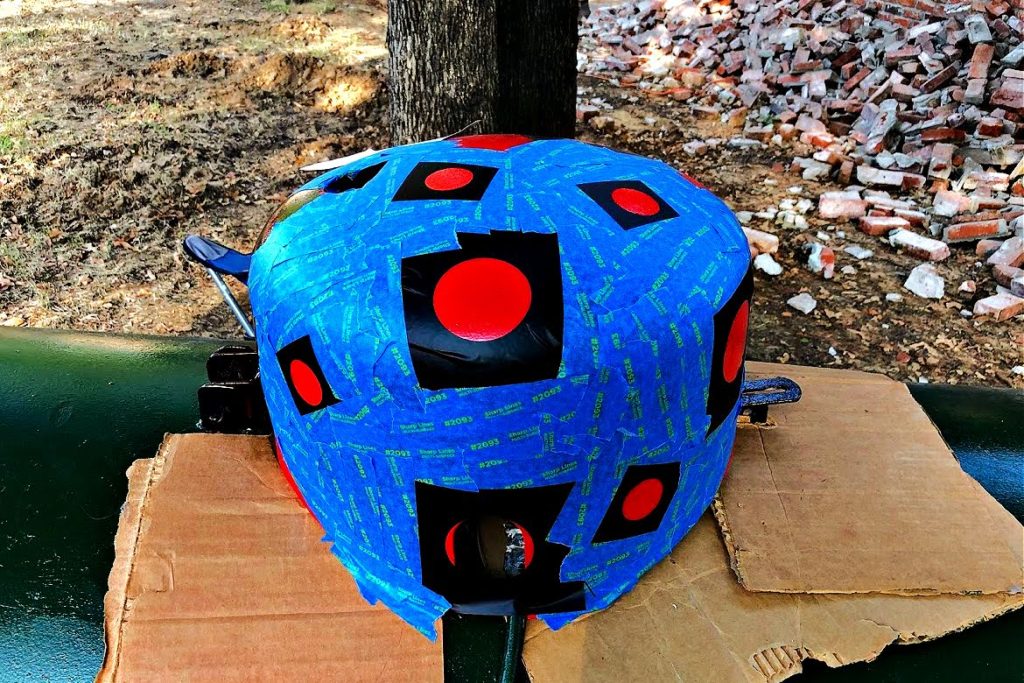 how to paint a propane tank - ladybug taped off for painting