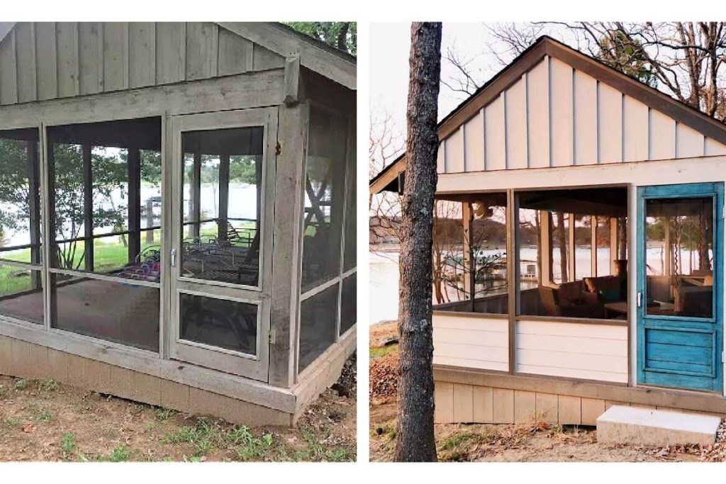 screened in porch makeover before and after
