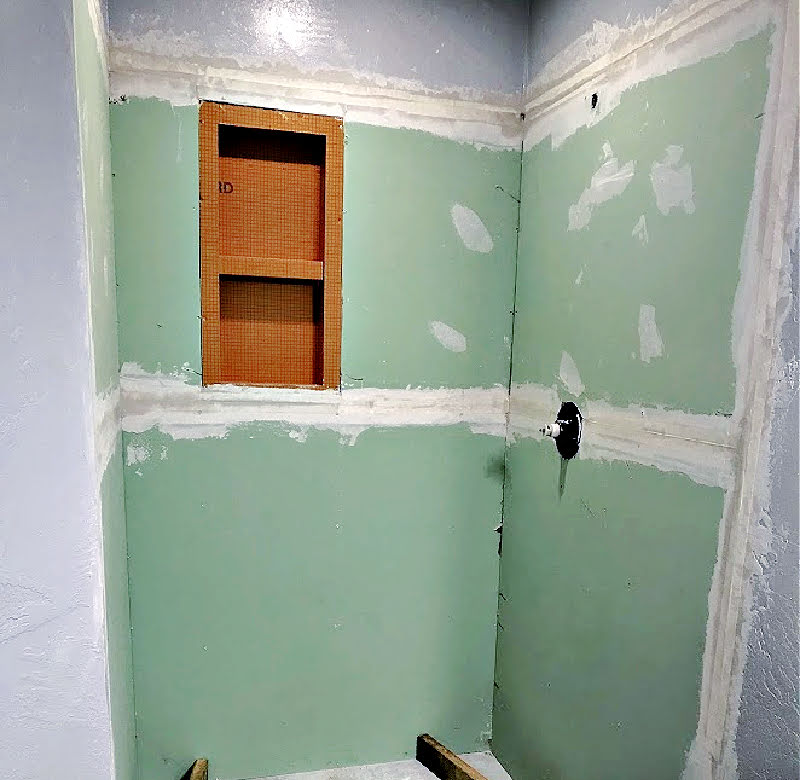 shower with sheetrock installed