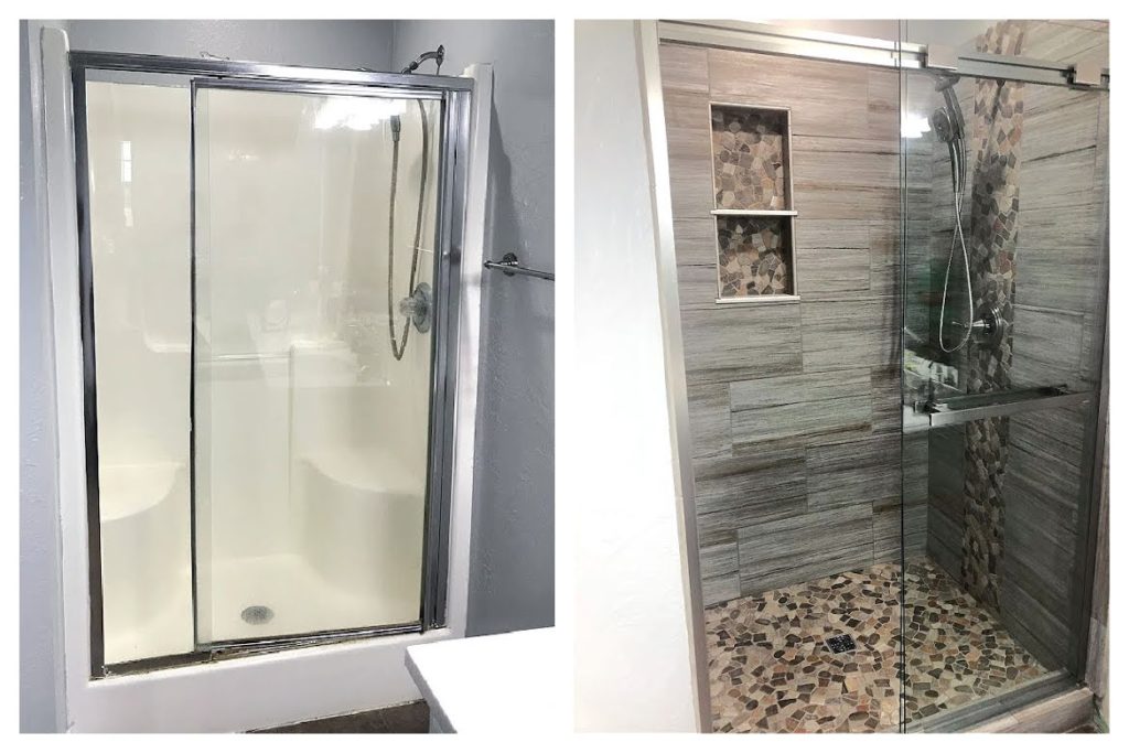 shower before and after